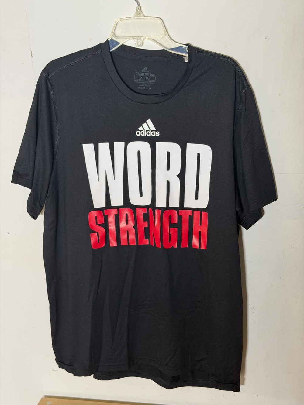 Adidas Creator Tee Word Strength Men’s XL Black Performance Training Shirt